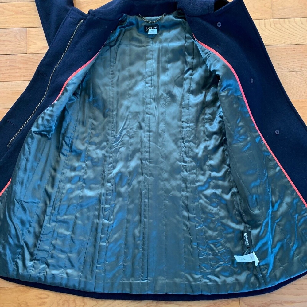 J. CREW Navy Soft Felted Peacoat Jacket Coat Womens Size‎ 2 100% Wool Thinsulate - Picture 4 of 10